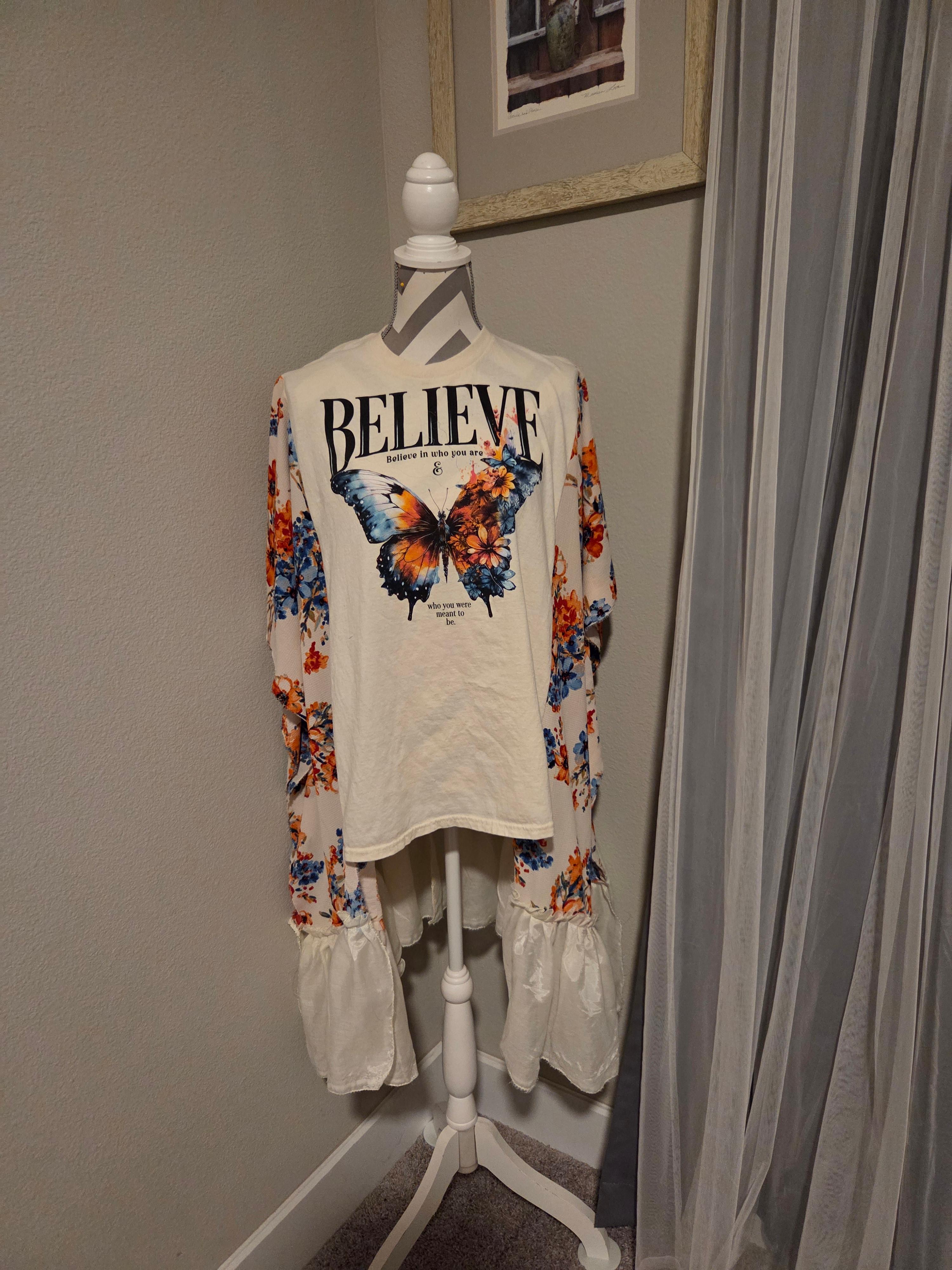 10. Butterfly Ruffle Duster Length Shirt