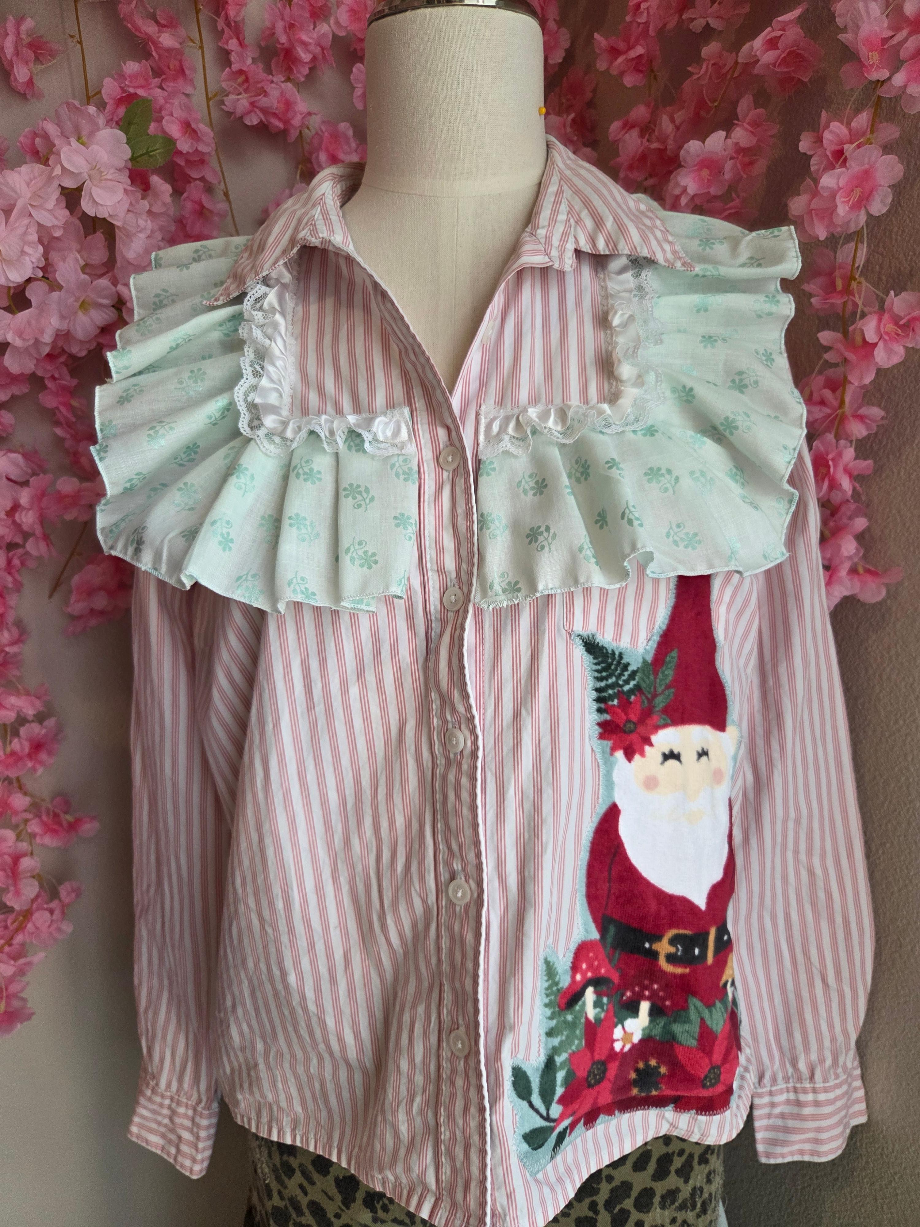 6. Gnome Christmas Button Up
